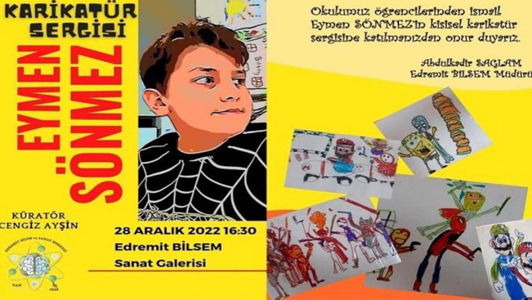 Öğrencimiz İsmail Eymen Sönmez'in Karikatür Sergisi